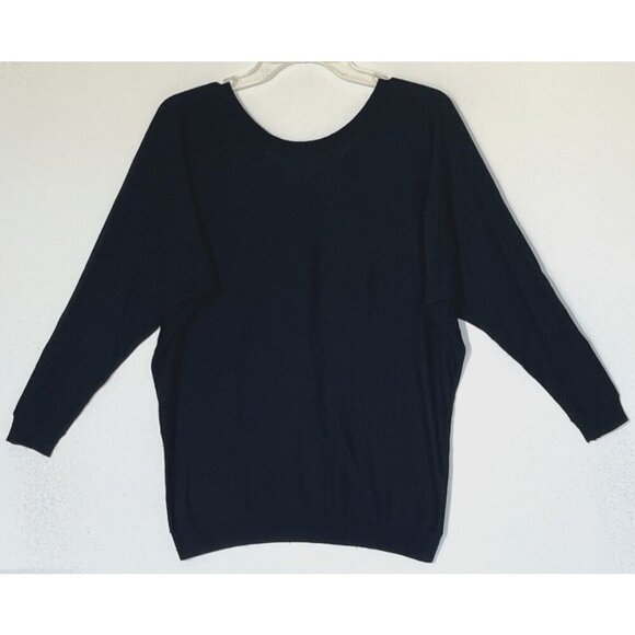 VINCE Black Rayon Cashmere Blend Dolman Sleeve V-Back Sweater Pullover - Picture 3 of 7
